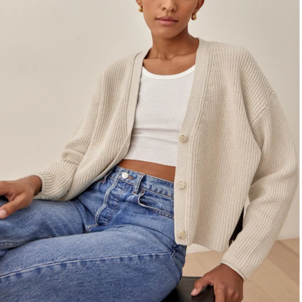 Elke Cotton Cardigan in Oatmeal